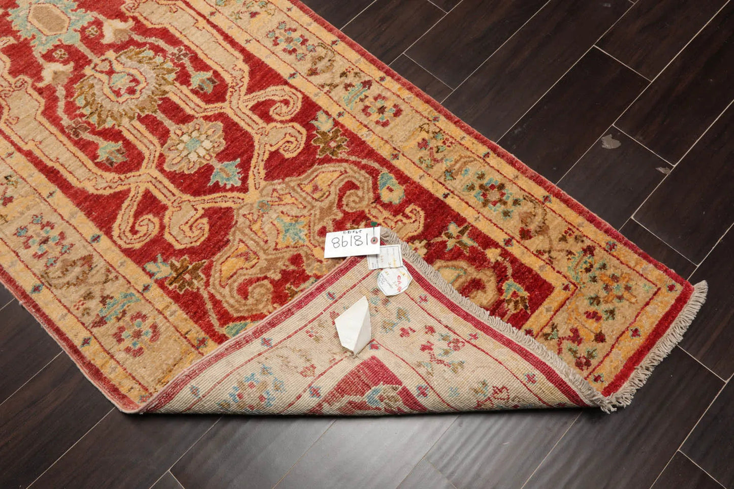 2'9''x13'11'' Runner Rust,Beige Hand Knotted Persian 100% Wool Chobi Peshawar Traditional  Oriental Area Rug