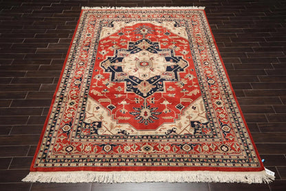 8'2'' x 11'9'' Hand Knotted 100% Wool Rare Romanian Herizz Area Rug Burnt Orange