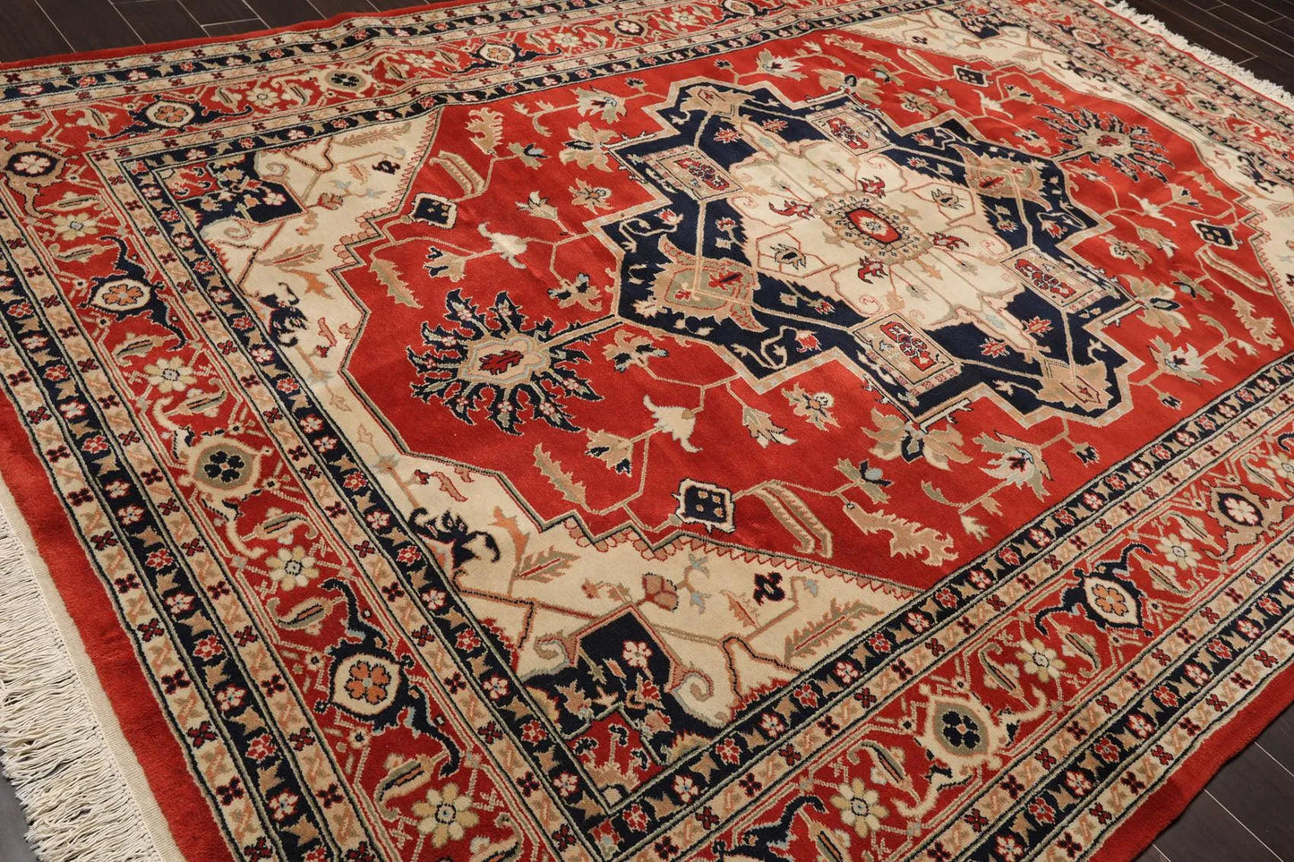 8'2'' x 11'9'' Hand Knotted 100% Wool Rare Romanian Herizz Area Rug Burnt Orange