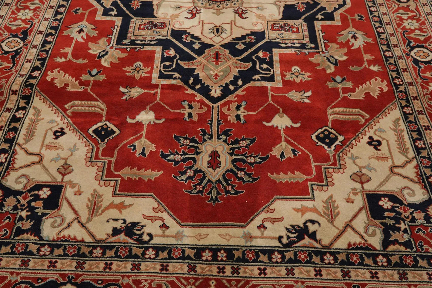 8'2'' x 11'9'' Hand Knotted 100% Wool Rare Romanian Herizz Area Rug Burnt Orange