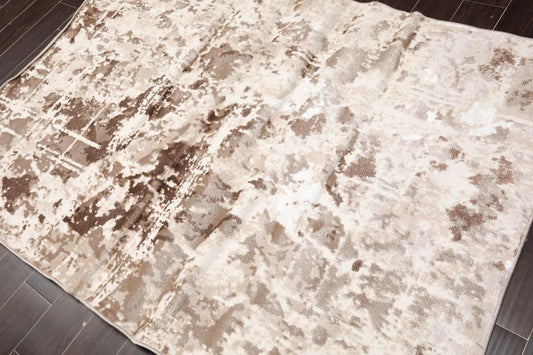 5' x 7' Modern Abstract 100% Polypropylene Oriental Area Rug Ivory