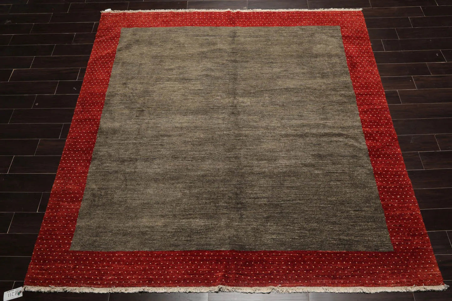Square Mossy Gray,Rusty Red Hand Knotted Gabbeh 100% Wool Gabbeh Traditional  Oriental Area Rug