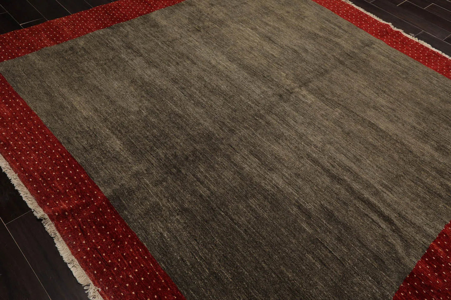 Square Mossy Gray,Rusty Red Hand Knotted Gabbeh 100% Wool Gabbeh Traditional  Oriental Area Rug