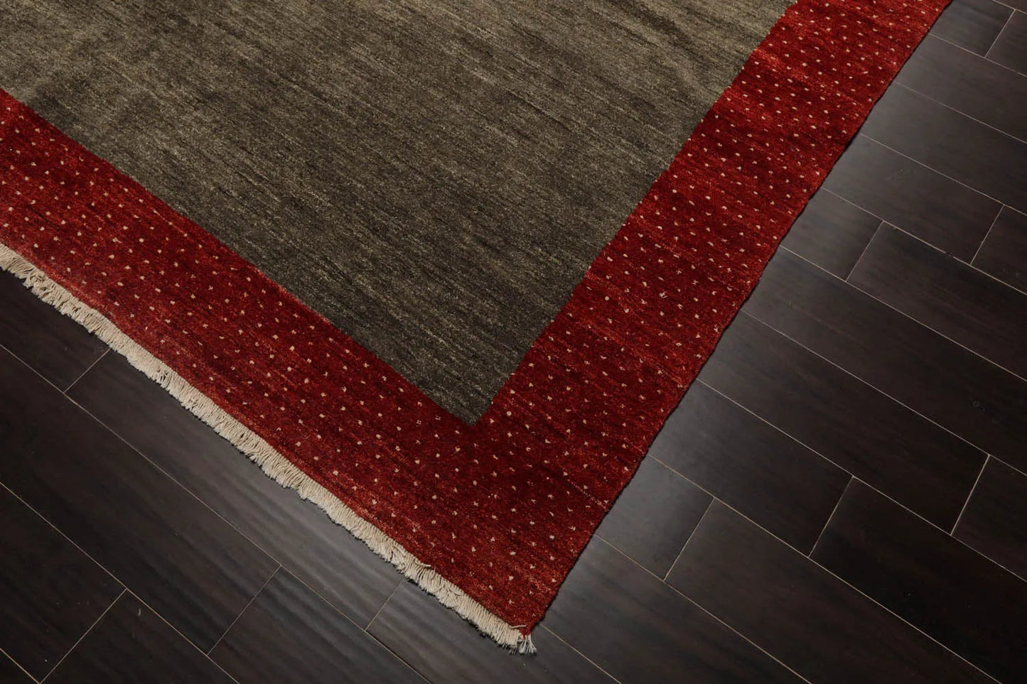 Square Mossy Gray,Rusty Red Hand Knotted Gabbeh 100% Wool Gabbeh Traditional  Oriental Area Rug