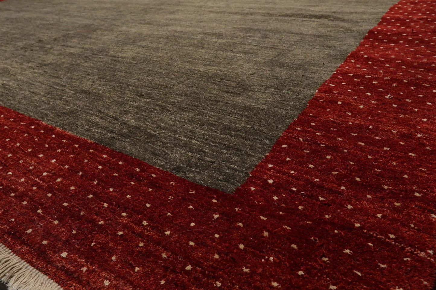 Square Mossy Gray,Rusty Red Hand Knotted Gabbeh 100% Wool Gabbeh Traditional  Oriental Area Rug