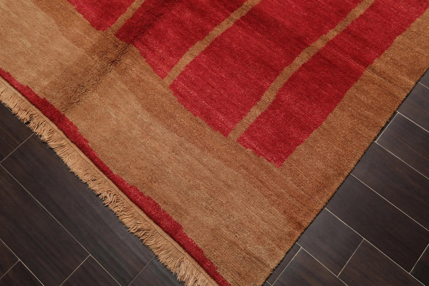 6' x 9' Hand Knotted Tea Wash Hand Carded Wool Tibetan Oriental Area Rug Red