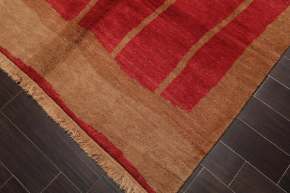 6' x 9' Hand Knotted Tea Wash Hand Carded Wool Tibetan Oriental Area Rug Red