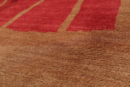 6' x 9' Hand Knotted Tea Wash Hand Carded Wool Tibetan Oriental Area Rug Red