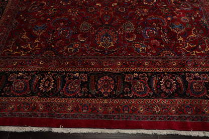 11'4''x16'4'' Palace Burgundy, Midnight Blue Hand Knotted Persian 100% Wool Mashad Traditional Oriental Area Rug