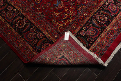 11'4''x16'4'' Palace Burgundy, Midnight Blue Hand Knotted Persian 100% Wool Mashad Traditional Oriental Area Rug