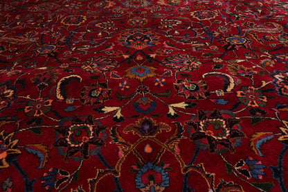 11'4''x16'4'' Palace Burgundy, Midnight Blue Hand Knotted Persian 100% Wool Mashad Traditional Oriental Area Rug