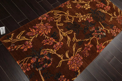 4x6 Brown,Gold Hand Knotted Tibetan 100% Wool Michaelian & Kohlberg Traditional  Oriental Area Rug