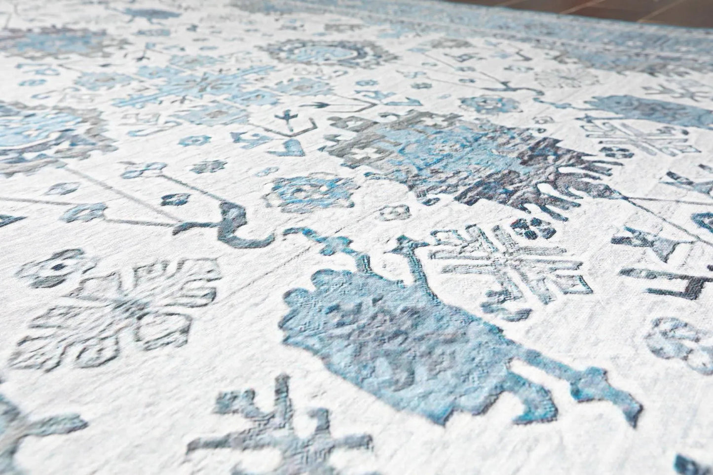 Multi Sizes  Machine Made Micro PrintedTraditional Oriental Area Rug Gray,Teal Color