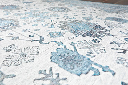 Multi Sizes  Machine Made Micro PrintedTraditional Oriental Area Rug Gray,Teal Color