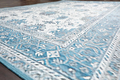 Multi Sizes  Machine Made Micro PrintedTraditional Oriental Area Rug Gray,Teal Color