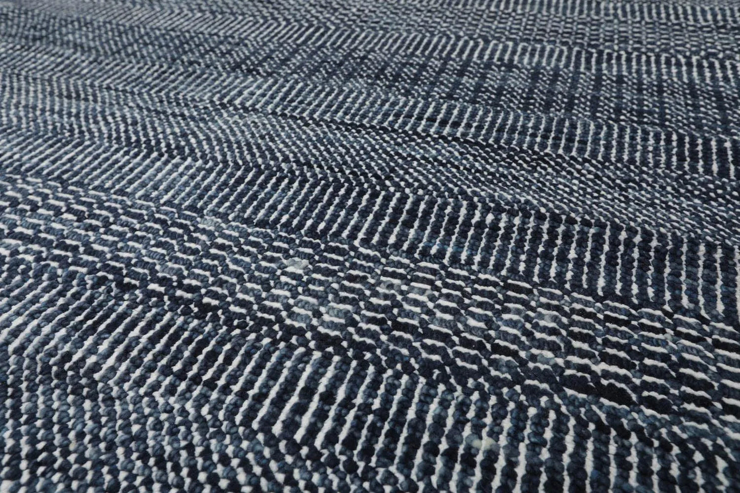 10'x14' Blue Hand Knotted Modern & Contemporary Geometric Tibetan Wool and Bamboo Silk Oriental Area Rug