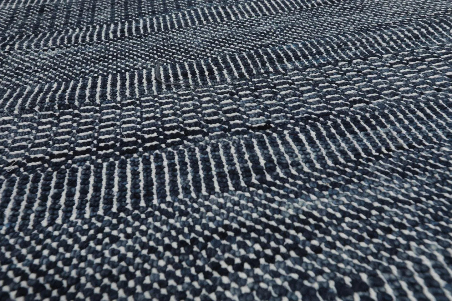 10'x14' Blue Hand Knotted Modern & Contemporary Geometric Tibetan Wool and Bamboo Silk Oriental Area Rug