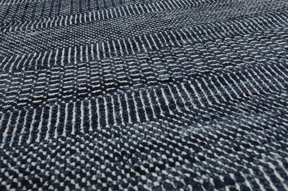 10'x14' Blue Hand Knotted Modern & Contemporary Geometric Tibetan Wool and Bamboo Silk Oriental Area Rug