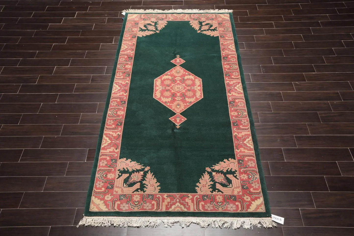 5' x 9'9'' Palace Hand Knotted Wool Rare Romanian Hamadaan Area Rug Emerald