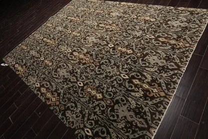 8x10 Brown Hand Knotted Tibetan 100% Wool Transitional Oriental Area Rug