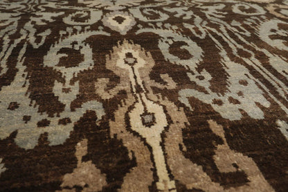 8x10 Brown Hand Knotted Tibetan 100% Wool Transitional Oriental Area Rug