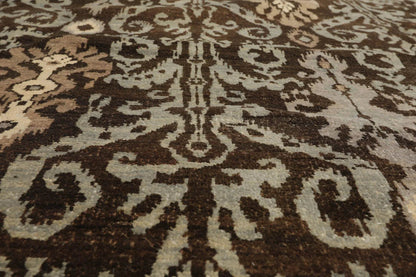8x10 Brown Hand Knotted Tibetan 100% Wool Transitional Oriental Area Rug