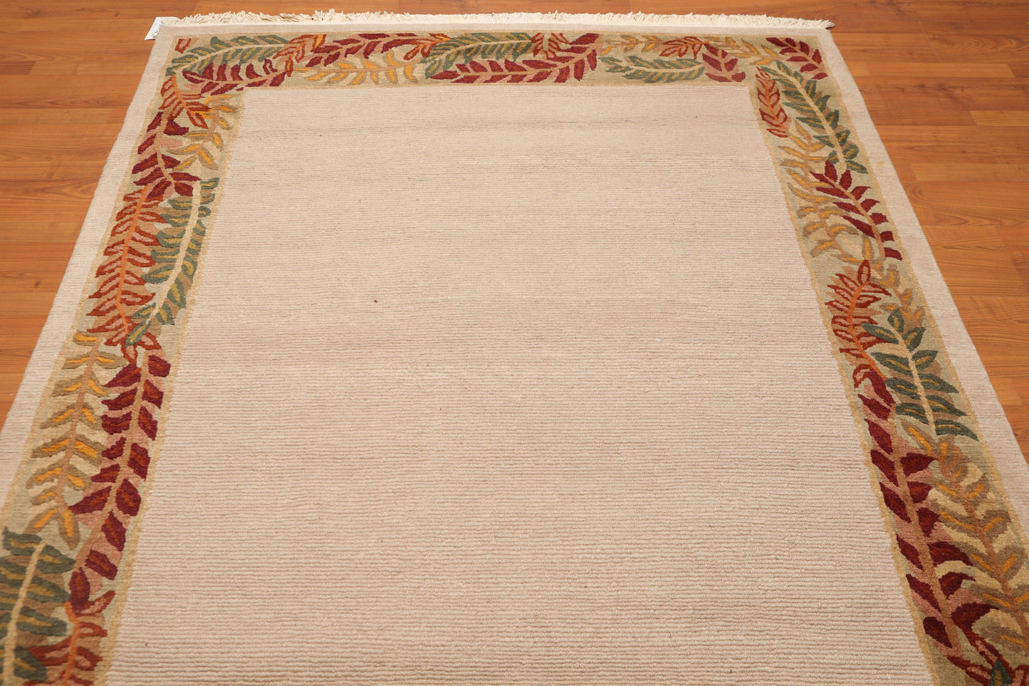 5'10" x 8'5" Hand Knotted Loop & Cut Pile Wool Tibetan Oriental Area Rug Beige