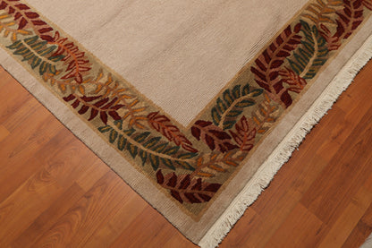 5'10" x 8'5" Hand Knotted Loop & Cut Pile Wool Tibetan Oriental Area Rug Beige
