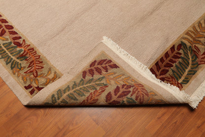 5'10" x 8'5" Hand Knotted Loop & Cut Pile Wool Tibetan Oriental Area Rug Beige