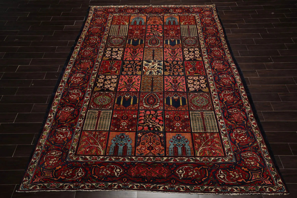 8x10 Navy Hand Knotted 100% Wool Bhakhtiari Traditional Oriental Area Rug