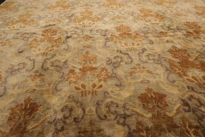 9x12 Tan Hand Knotted 100% Wool Kalaty Damask Transitional Oriental Area Rug