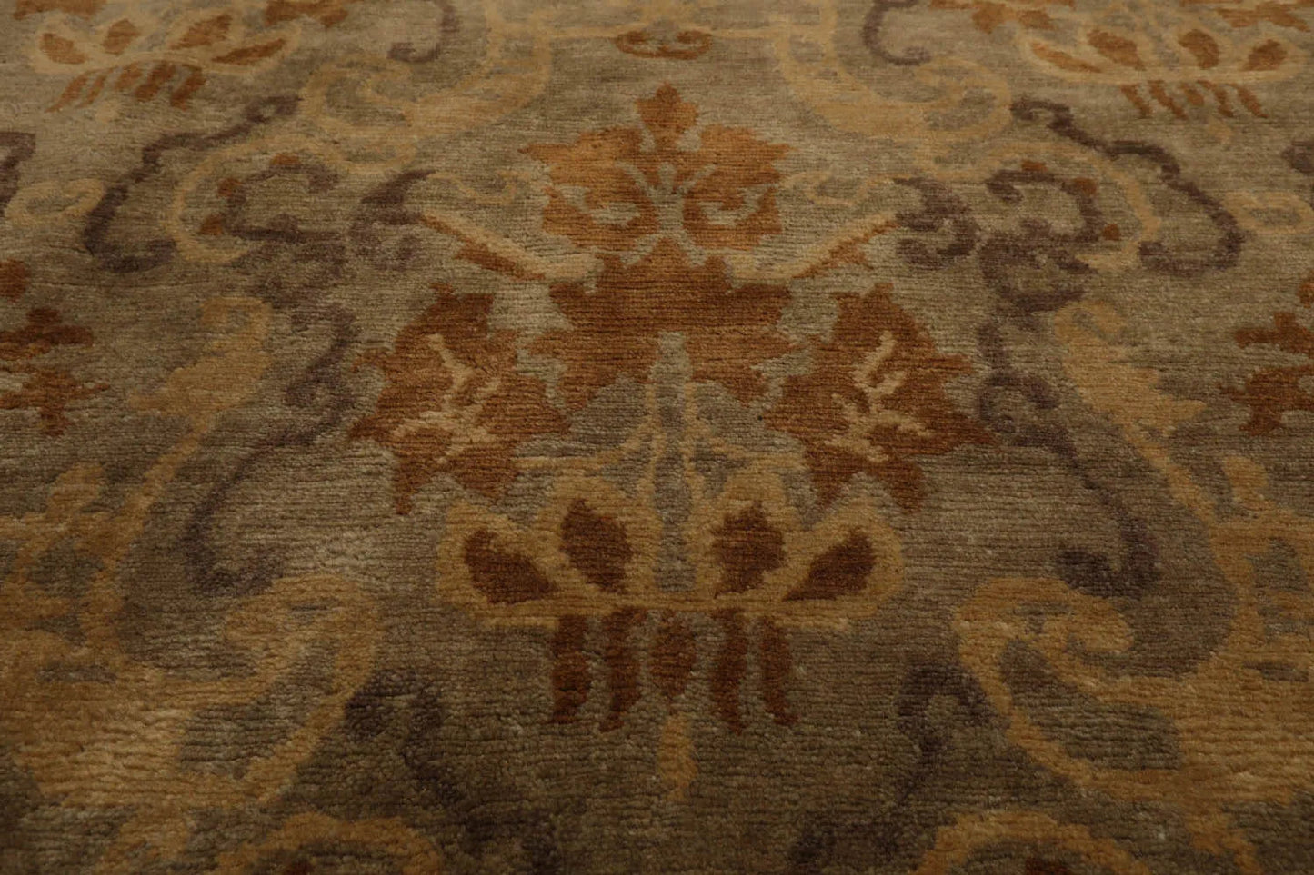 9x12 Tan Hand Knotted 100% Wool Kalaty Damask Transitional Oriental Area Rug