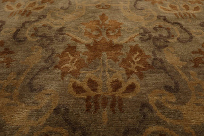 9x12 Tan Hand Knotted 100% Wool Kalaty Damask Transitional Oriental Area Rug