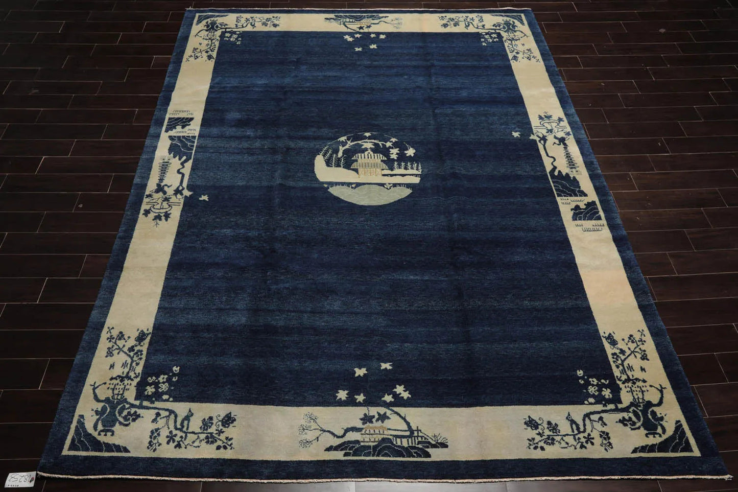 9x12 Navy Blue Hand Knotted Tibetan 100% Wool Michaelian & Kohlberg Chinese Art Deco Oriental Area Rug