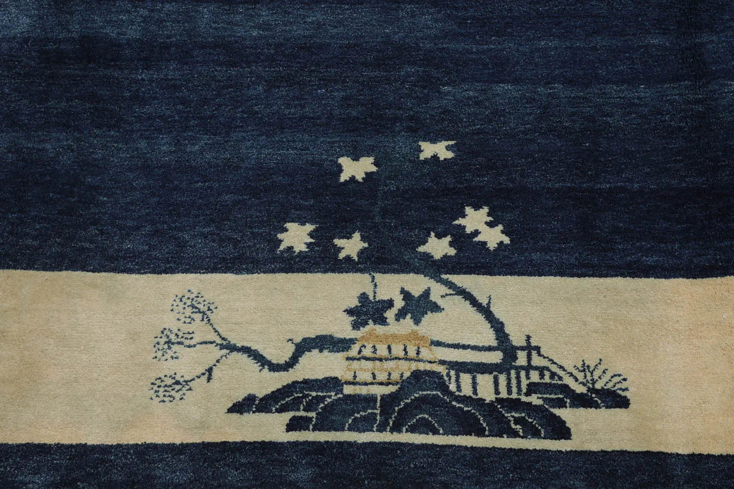 9x12 Navy Blue Hand Knotted Tibetan 100% Wool Michaelian & Kohlberg Chinese Art Deco Oriental Area Rug