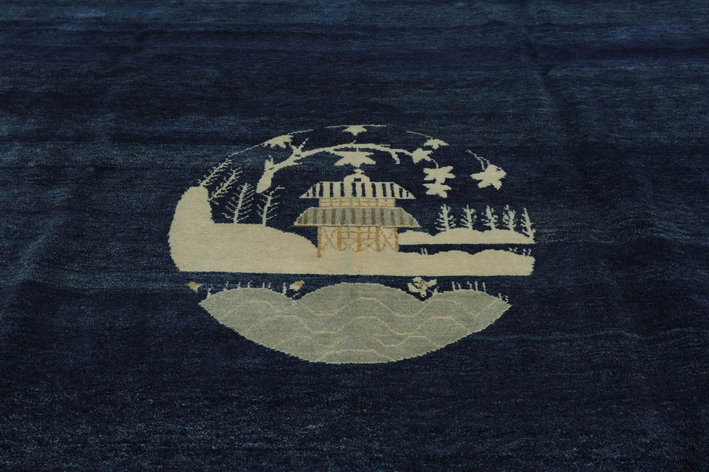 9x12 Navy Blue Hand Knotted Tibetan 100% Wool Michaelian & Kohlberg Chinese Art Deco Oriental Area Rug