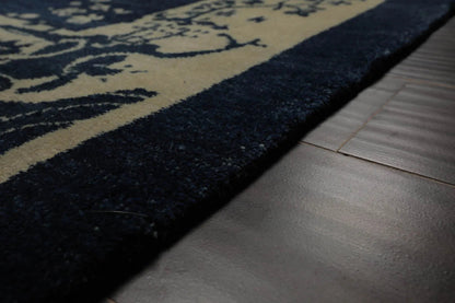 9x12 Navy Blue Hand Knotted Tibetan 100% Wool Michaelian & Kohlberg Chinese Art Deco Oriental Area Rug