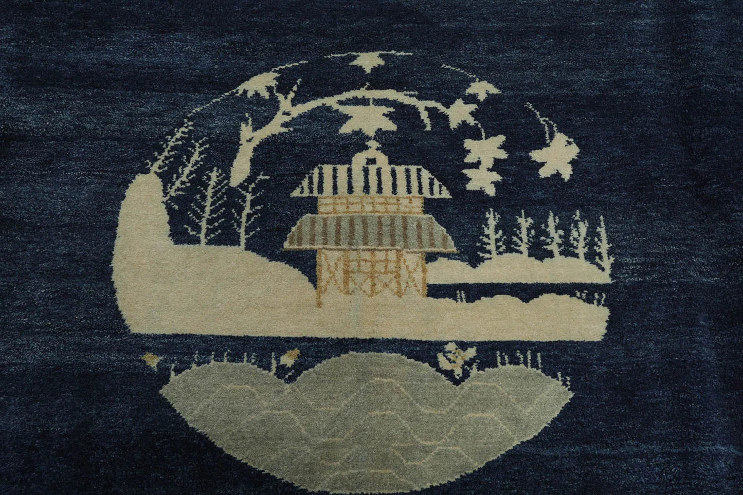 9x12 Navy Blue Hand Knotted Tibetan 100% Wool Michaelian & Kohlberg Chinese Art Deco Oriental Area Rug