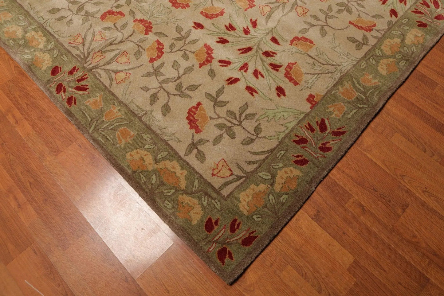 Multi Sizes Handmade Transitional Wool Botanical Floral Area Rug Beige