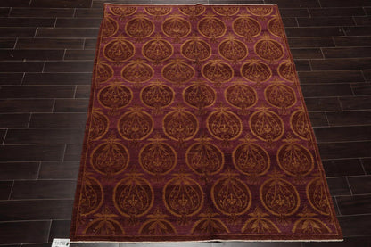 6x9 Aubergine Hand Knotted Tibetan 100% Wool Michaelian & Kohlberg Transitional Oriental Area Rug