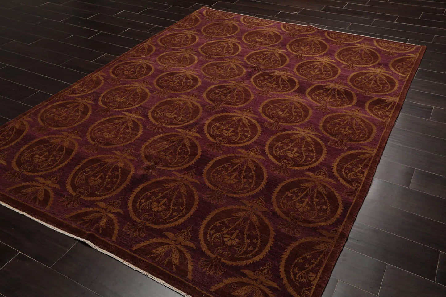 6x9 Aubergine Hand Knotted Tibetan 100% Wool Michaelian & Kohlberg Transitional Oriental Area Rug