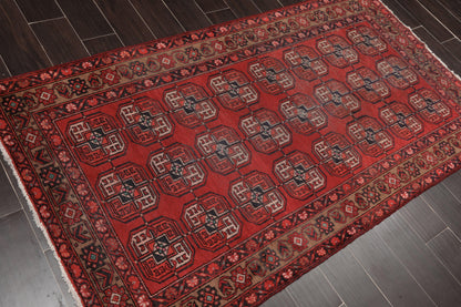 3'9" x 6'8" Hand Knotted Antique 100% Wool Zanjan Oriental Area Rug Red