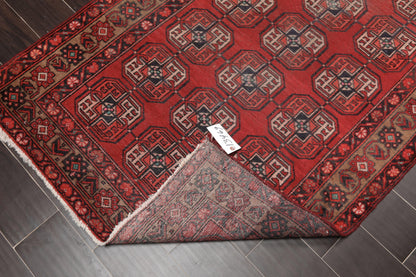 3'9" x 6'8" Hand Knotted Antique 100% Wool Zanjan Oriental Area Rug Red