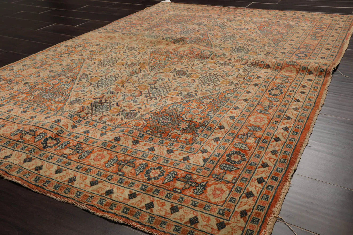 4x6 Beige, Orange Hand Knotted Tribal 100% Wool Heriz Traditional 250 KPSI Oriental Area Rug