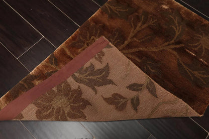 2' x 3' Hand Knotted Wool & Silk Transitional Tibetan Oriental Area Rug Brown