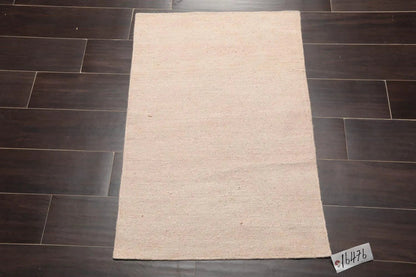 2' x 3' Hand Woven 100% Silk Modern Flatweave Kilim Oriental Area Rug Beige