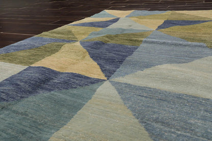 3x5 Blue, Green Hand Knotted Tibetan 100% Wool Michaelian & Kohlberg Traditional Oriental Area Rug