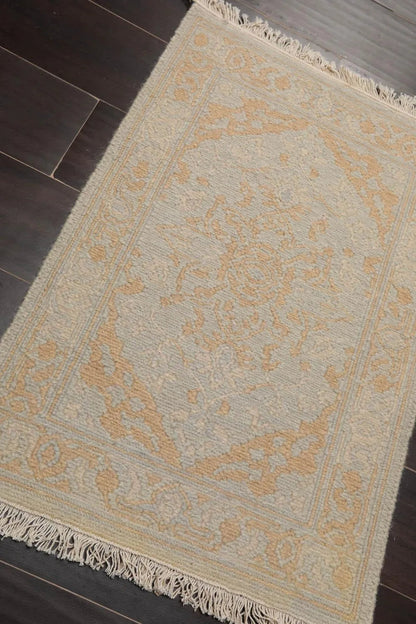 1'10''x2'7'' Hand Knotted 100% Wool Reversible Oriental Area Rug Gray