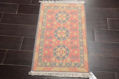 1'10''x2'7'' Hand Knotted 100% Wool Oriental Area Rug Rose