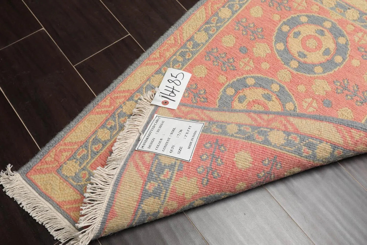 1'10''x2'7'' Hand Knotted 100% Wool Oriental Area Rug Rose